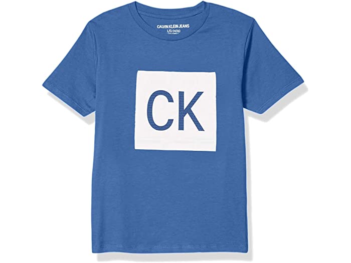 (取寄)カルバンクライン ボーイズ ショート スリーブ ブロック ロゴ クルー ネック ティー シャツ Calvin Klein Boy's  Short Sleeve Block Logo Crew Neck Tee Shirt Medium Blue | ジェットラグ楽天市場店