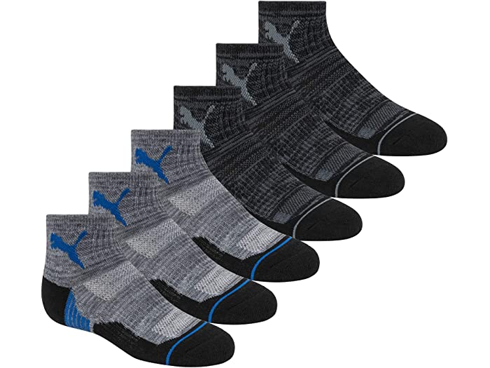 PUMA プーマ キッズ 靴下 ソックス レッグウェア ジュニア ブランド スポーツ ファッション 大きいサイズ ビックサイズ  (取寄)プーマ ボーイズ 6 パック クオーター クルー ソックス PUMA Boy's 6 Pack Quarter Crew Socks Grey/Blue