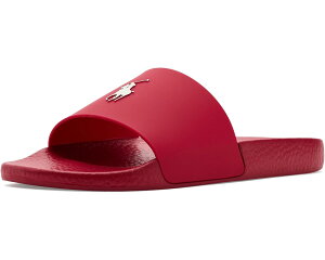 (���) �����t���[���� �����Y �V�O�j�`���[ �|�j�[ �X���C�h Polo Ralph Lauren men Signature Pony Slides Red/Deckwash White
