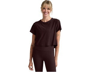 (���) �r�����h���K ���f�B�[�X �t�F�U�[�E�F�C�g �V���v���[�� �N���b�v�h �e�B�[ Beyond Yoga women Featherweight Supreme Cropped Tee Dark Chocolate Heather