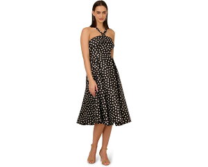 (���) �A�h���A�i �p�؃� ���f�B�[�X �t�B�b�g�A���h�t���A Adrianna Papell women Polkadot Fit-and-Flare Black/Ivory