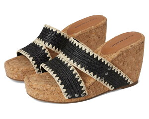 (���) ���b�L�[�u�����h ���f�B�[�X �E�[�u�� �o���h �R���N �E�F�b�W �T���_�� Lucky Brand women Vickta Woven Band Cork Wedge Sandals Black
