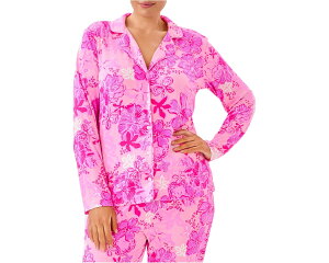 (���) �����[ �s�����b�c�@�[ ���f�B�[�X Pj �j�b�g �����O �X���[�u �{�^���A�b�v �g�b�v Lilly Pulitzer women PJ Knit Long Sleeve Button-Up Top Parigi Pink Supporting Squad