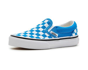 (���) �o���Y �L�b�Y �N���V�b�N �X���b�|�� (���g�� �L�b�h) Vans kids Classic Slip-On (Little Kid) Color Theory Checkerboard Bright Azure