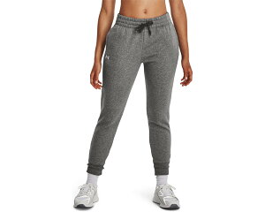 (���) �A���_�[�A�[�}�[ ���f�B�[�X ���C�o�� �t���[�X �W���K�[�Y Under Armour women Rival Fleece Joggers Castlerock Light Heather/White 1