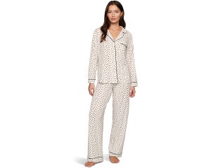 (���) �G�o�[�W�F�C ���f�B�[�X �W�[�� �v�����e�b�h �����O Pj �Z�b�g Eberjey women Gisele Printed Long Pj Set Heart To Heart/Black