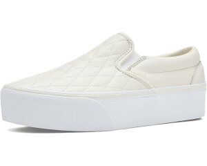 (���) �o���Y ���j�Z�b�N�X �N���V�b�N �X���b�|�� �X�^�b�N�t�H�[�� Vans unisex Classic Slip-On Stackform Quilted Leather Marshmallow