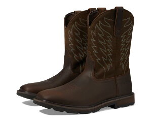 (���) �A���A�b�g �����Y �O�����h�u���[�J�[ ���C�h �X�N�G�A �g�D Ariat men Groundbreaker Wide Square Toe Brown
