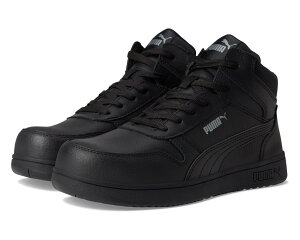 (���) �v�[�} �Z�[�t�e�B�[ �����Y �t�����g�R�[�g ���U�[ �~�b�h ASTM �G�[ PUMA Safety men Frontcourt Leather Mid ASTM EH Black