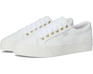 (���) �P�b�Y ���f�B�[�X �W�����v �L�b�N �f���I ���[�X-�A�b�v Keds women Jump Kick Duo Lace-Up White/Gold Leather