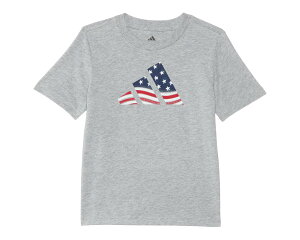 (���) �A�f�B�_�X �L�b�Y USA �t���b�O ���S �e�B�[ (�g�h���[/���g�� �L�b�Y) adidas kids Usa Flag Logo Tee (Toddler/Little Kids) Medium Grey Heather