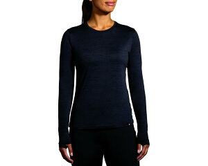 (���) �u���b�N�X ���f�B�[�X ���O�[ �����O �X���[�u Brooks women Luxe Long Sleeve Heather Deep Black