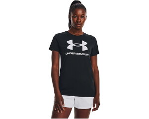 (���) �A���_�[�A�[�}�[ ���f�B�[�X ���C�o�� ���S �V���[�g �X���[�u T �V���c Under Armour women Rival Logo Short Sleeve T Shirt Black/White