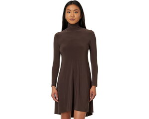 (���) �m�[�} �J�}�� ���f�B�[�X �����O �X���[�u �^�[�g�� �X�C���O �h���X Norma Kamali women Long Sleeve Turtle Swing Dress Chocolate