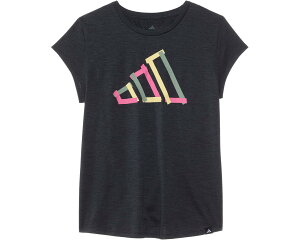 (���) �A�f�B�_�X �L�b�Y �L���b�v �X���[�u �������W�� �e�B�[ (�r�b�O �L�b�h) adidas kids Cap Sleeve Melange Tee (Big Kid) Black Adi Heather