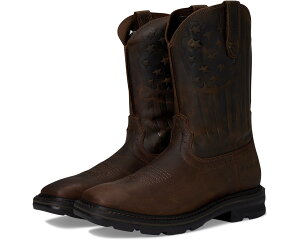 (���) �A���A�b�g �����Y �V�F�� �V���b�N �V�[���h �p�g���I�b�g ���[�N �u�[�c Ariat men Sierra Shock Shield Patriot Work Boots Distressed Brown