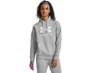 (���) �A���_�[�A�[�}�[ ���f�B�[�X ���C�o�� �t���[�X �r�b�O ���S �u�[�f�B Under Armour women Rival Fleece Big Logo Hoodie Mod Gray Light Heather/White