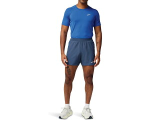(���) �u���b�N�X �����Y �W���[�j�[ �V���[�c Brooks men Journey 5 Shorts Blue Slate