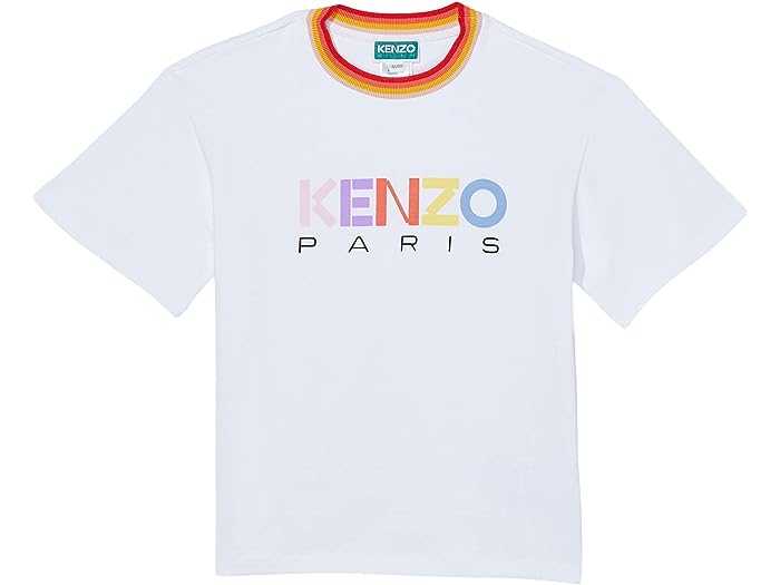 (取寄) ケンゾー キッズ ガールズ プリンテッド マルチカラー ロゴ ショート スリーブ T-シャツ (リトル キッズ ビッグ キッズ) Kenzo Kids girls Kenzo Kids Printed Multicolor Logo Short Sleeve T-Shirt (Little Kids Big Kids) White