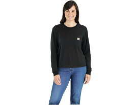 (取寄) カーハート レディース ルーズ フィット ライトウェイト ロング スリーブ クルー ネック ポケット T-シャツ Carhartt women Carhartt Loose Fit Lightweight Long Sleeve Crew Neck Pocket T-Shirt Black