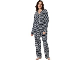 (取寄) エルエルビーン レディース スーパー ソフト シュリンク-フリー ボタン フロント パジャマ セット ストライプ L.L.Bean women L.L.Bean Super Soft Shrink-Free Button Front Pajama Set Stripe Classic Navy/Cream Stripe