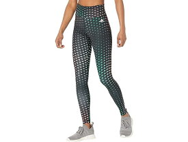 (取寄) アディダス レディース トレーニング エッセンシャル ブランド ラブ ハイウエスト タイツ adidas women adidas Training Essentials Brand Love High-Waisted Tights Black/Semi Court Green