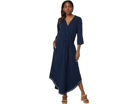 (取寄) リラ P レディース 3/4 スリーブ スプリットネック マキシ ドレス Lilla P women Lilla P 3/4 Sleeve Split-Neck Maxi Dress Navy