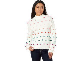 (取寄) シーシー レディース モック ネック レインボー ポンポン セーター CeCe women CeCe Mock Neck Rainbow Pompom Sweater Antique White