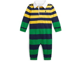 (取寄) ラルフローレン キッズ ボーイズ ストライプド コットン ジャージ ラグビー カバーオール (インファント) Polo Ralph Lauren Kids boys Polo Ralph Lauren Kids Striped Cotton Jersey Rugby Coveralls (Infant) Chrome Yellow Multi