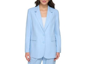 (取寄) ダナキャランニューヨーク レディース ロング スリーブ リネン ワン-ボタン ジャケット DKNY women DKNY Long Sleeve Linen One-Button Jacket Frosting Blue