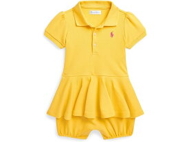 (取寄) ラルフローレン キッズ ガールズ ストレッチ メッシュ ペプラム ポロ ショートール (インファント) Polo Ralph Lauren Kids girls Polo Ralph Lauren Kids Stretch Mesh Peplum Polo Shortall (Infant) Chrome Yellow w/Bright Pink