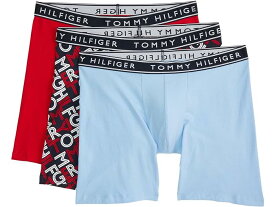 (取寄) トミーヒルフィガー メンズ コットン ストレッチ 3-パック ボクサー ブリーフ Tommy Hilfiger men Tommy Hilfiger Cotton Stretch 3-Pack Boxer Brief Primary Red/Desert Sky Logoprint/Romantic Blue