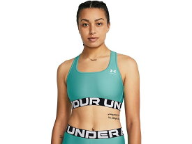 (取寄) アンダーアーマー レディース ヒートギア オーセンティクス ミッド インパクト ブランデット スポーツ ブラ Under Armour women Under Armour HeatGear Authentics Mid Impact Branded Sports Bra Radial Turquoise/White