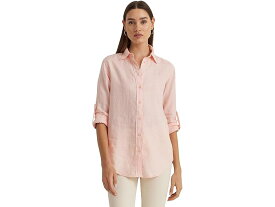 (取寄) ローレン ラルフローレン レディース ロールタブスリーブ リネン シャツ LAUREN Ralph Lauren women LAUREN Ralph Lauren Roll-Tab-Sleeve Linen Shirt Pink Opal