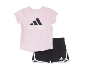 (取寄) アディダス キッズ ガールズ Ss エッセンシャル ティー アンド ウーブン ショート adidas Kids girls adidas Kids SS Essential Tee & Woven Short Set(Infant) Med Pink