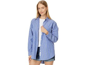 (取寄) ラッキーブランド レディース オーバーサイズ ボタン バック トップ Lucky Brand women Lucky Brand Oversized Button Back Top Blue Stripe