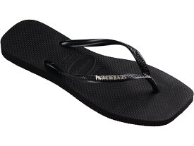 (取寄) ハワイアナス レディース スリム スクエア ロゴ メタリック フリップ フロップ Havaianas women Havaianas Slim Square Logo Metallic Flip-Flop Black/Silver