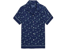 (取寄) ヴィンヤードヴァインズ キッズ ボーイズ ボーイズ ショート スリーブ カバナ シャツ (リトル キッド) Vineyard Vines Kids boys Vineyard Vines Kids Boys Short Sleeves Cabana Shirt (Little Kid) Sea Icons Border Chappy- Nautical Navy