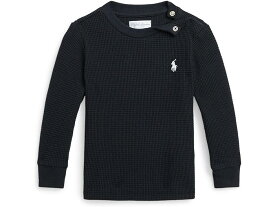 (取寄) ラルフローレン キッズ ボーイズ ワッフル-ニット コットン ロング-スローブ ティー (インファント) Polo Ralph Lauren Kids boys Polo Ralph Lauren Kids Waffle-Knit Cotton Long-Sleeve Tee (Infant) Polo Black