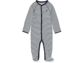 (取寄) ラルフローレン キッズ ボーイズ ストライプド コットン ジャージ カバーオール (インファント) Polo Ralph Lauren Kids boys Polo Ralph Lauren Kids Striped Cotton Jersey Coverall (Infant) Multi French Navy