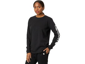 (取寄) カーハート レディース ルーズ フィット ヘビーウェイト ロング スリーブ ロゴ スリーブ T-シャツ Carhartt women Carhartt Loose Fit Heavyweight Long Sleeve Logo Sleeve T-Shirt Black