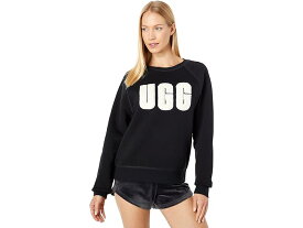 (取寄) アグ レディース マドレーヌ ファジー ロゴ クルー ネック T-シャツ UGG women UGG Madeline Fuzzy Logo Crew Neck T-Shirt Black/Cream
