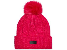 (取寄) アグ レディース ニット ケーブル ビーニー ウィズ フォー ファー ポン UGG women UGG Knit Cable Beanie with Faux Fur Pom Cerise