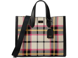 (取寄) ケイトスペード レディース マンハッタン ミュージアム プレイド ニット ジャカード ラージ トート Kate Spade New York women Kate Spade New York Manhattan Museum Plaid Knit Jacquard Large Tote Black Multi