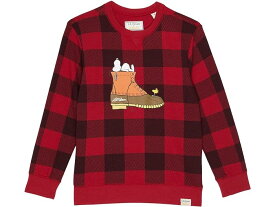 (取寄) エルエルビーン キッズ X ピーナッツ クルー スウェットシャツ プリンテッド (ビッグ キッズ) L.L.Bean kids L.L.Bean L.L.Bean X Peanuts Crew Sweatshirt Printed (Big Kids) Deep Red Buffalo