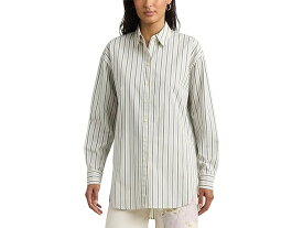 (取寄) ローレン ラルフローレン レディース ストライプド コットン ブロード シャツ LAUREN Ralph Lauren women LAUREN Ralph Lauren Striped Cotton Broadcloth Shirt Blue/White 2