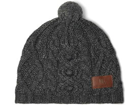 (取寄) ローレン ラルフローレン レディース ケーブル ニット ビーニー ウィズ ポン LAUREN Ralph Lauren women LAUREN Ralph Lauren Cable Knit Beanie with Pom Medium Grey Heather