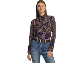 (取寄) ローレン ラルフローレン レディース ペイズリー フリルトリム ジョーゼット シャツ LAUREN Ralph Lauren women LAUREN Ralph Lauren Paisley Ruffle-Trim Georgette Shirt Purple Multi