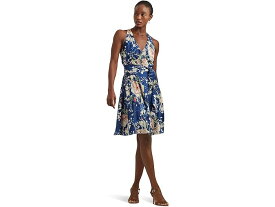 (取寄) ローレン ラルフローレン レディース フローラル ベルテッド クレープ スリーブレス ドレス LAUREN Ralph Lauren women LAUREN Ralph Lauren Floral Belted Crepe Sleeveless Dress Blue Multi