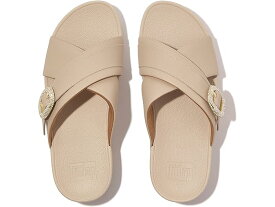 (取寄) フィットフロップ レディース ルル クリスタル-バックル レザー クロス スライド FitFlop women FitFlop Lulu Crystal-Buckle Leather Cross Slides Stone Beige